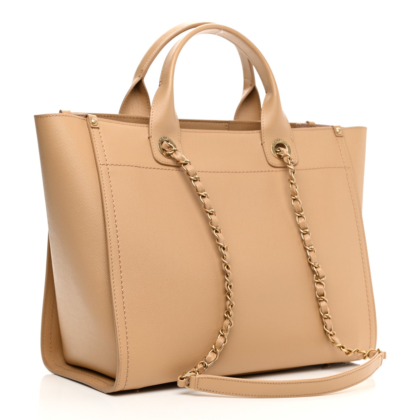 Caviar Small Studded Deauville Tote Beige