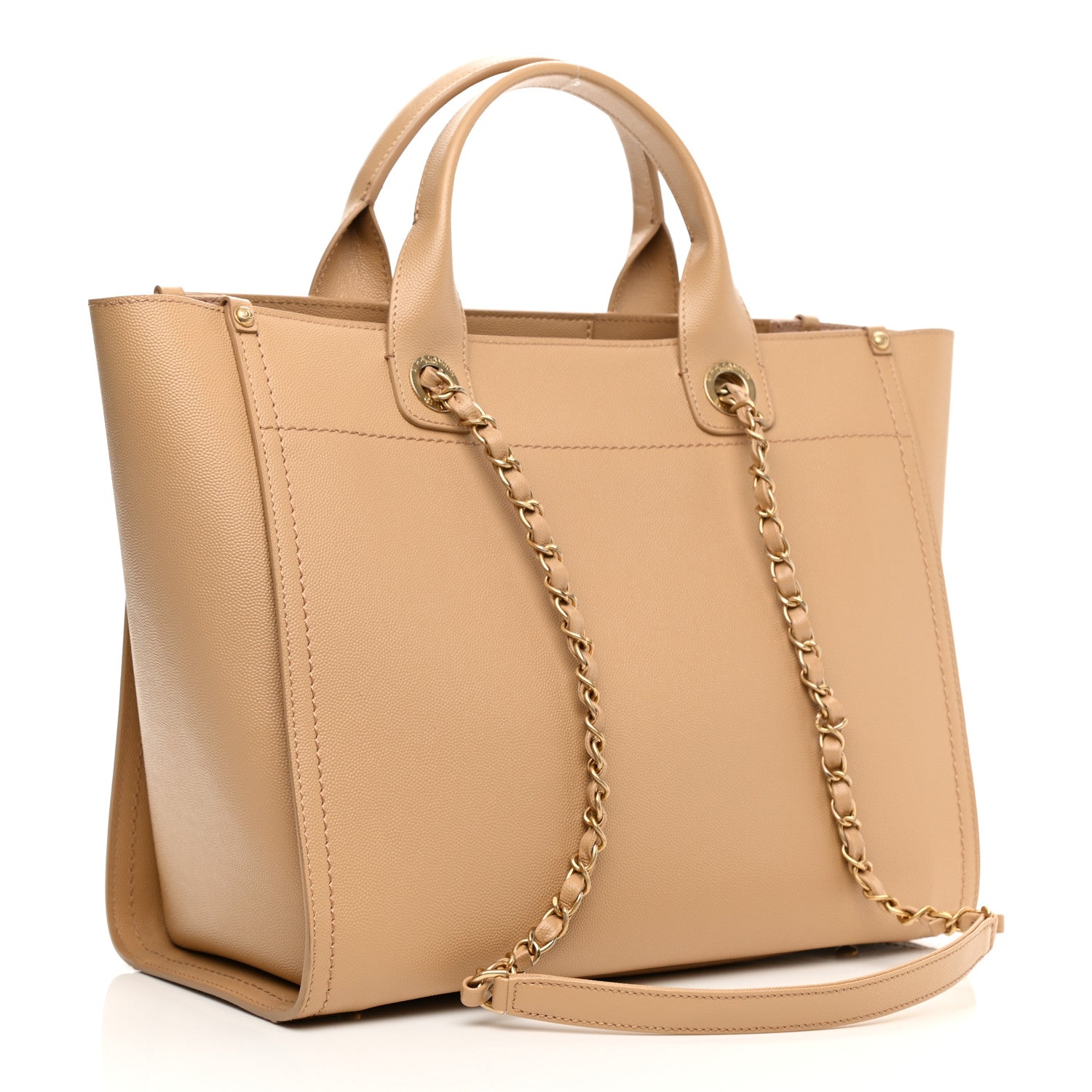Chanel Caviar Small Studded Deauville Tote Beige 3 of 10