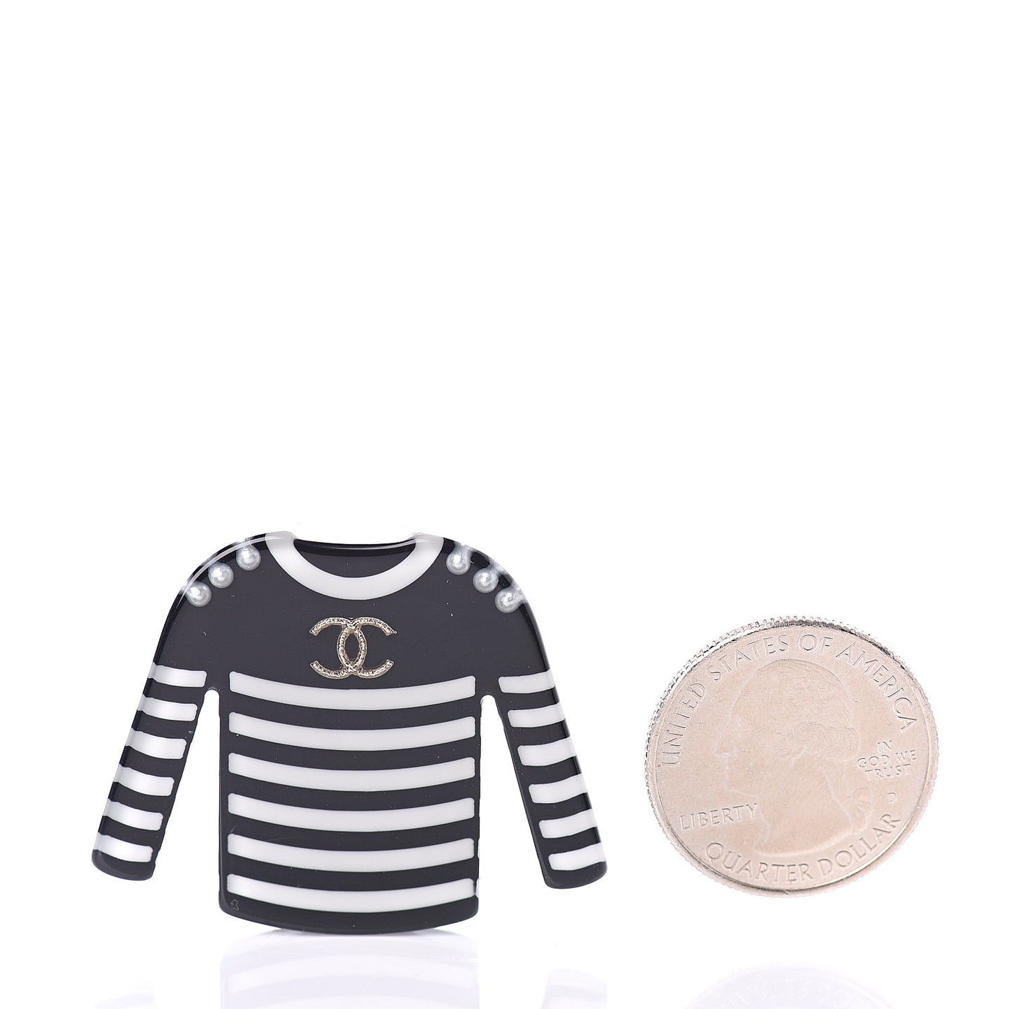 Resin Sweater CC Brooch Black White