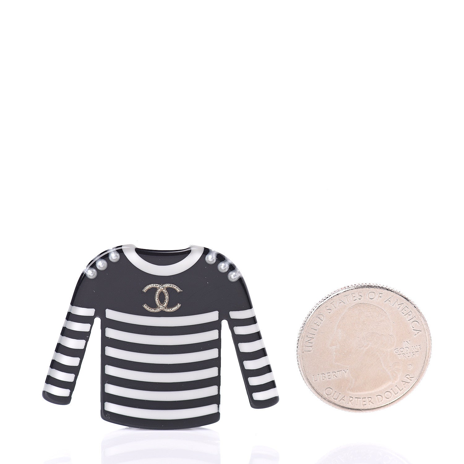 Chanel Resin Sweater CC Brooch Black White 4 of 4