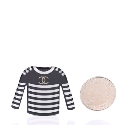Chanel Resin Sweater CC Brooch Black White 4 of 4