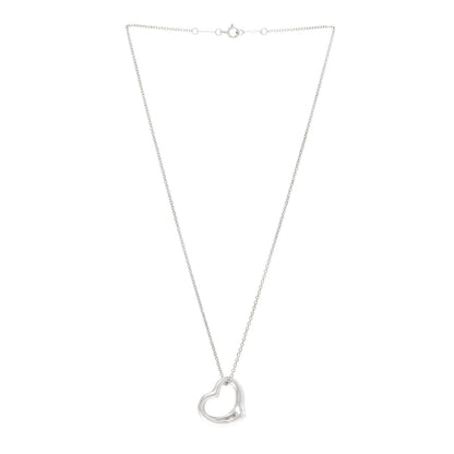 Tiffany Sterling Silver 22mm Elsa Peretti Open Heart Pendant Necklace 3 of 5