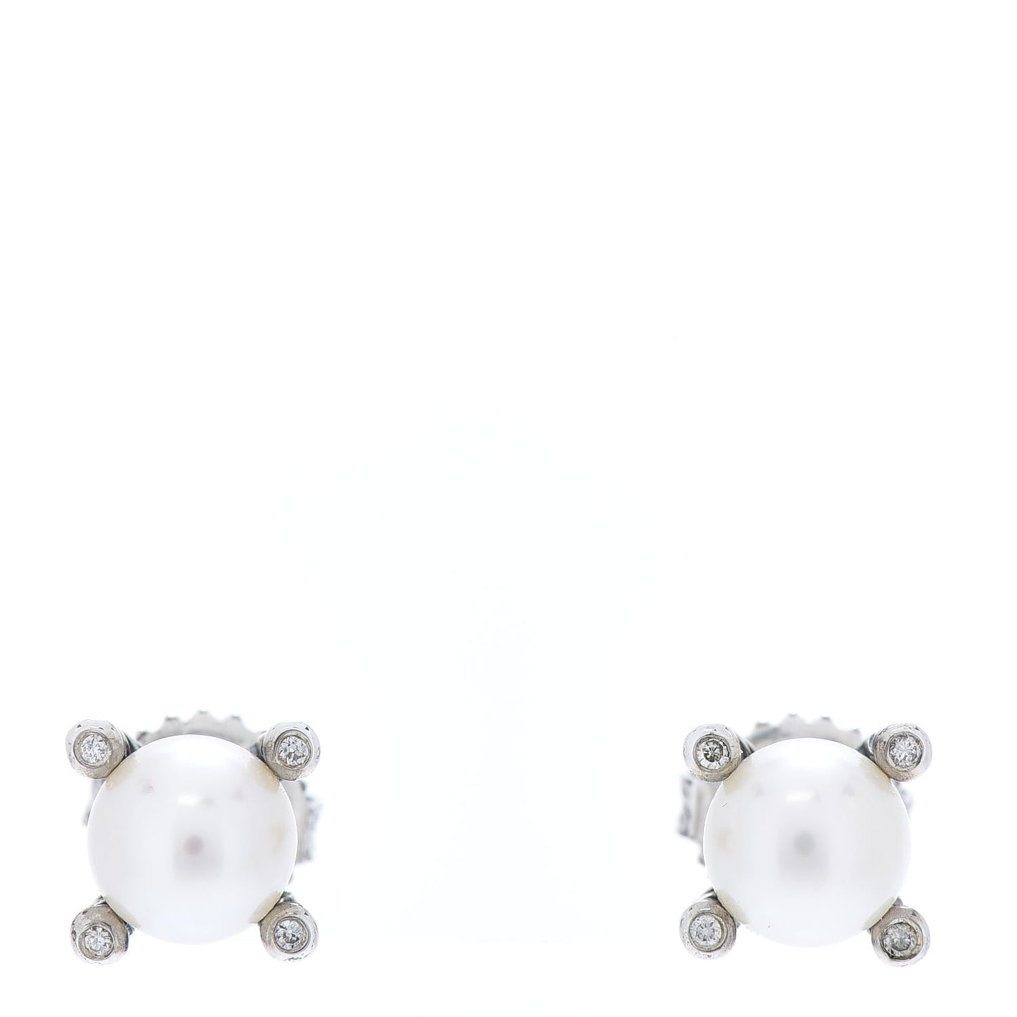 Sterling Silver Diamond Pearl 7mm Earrings
