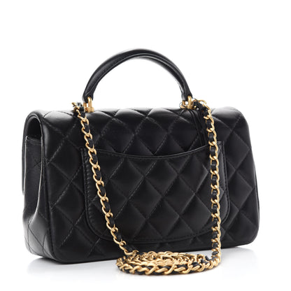Chanel Lambskin Quilted Mini Top Handle Rectangular Flap Black 3 of 11
