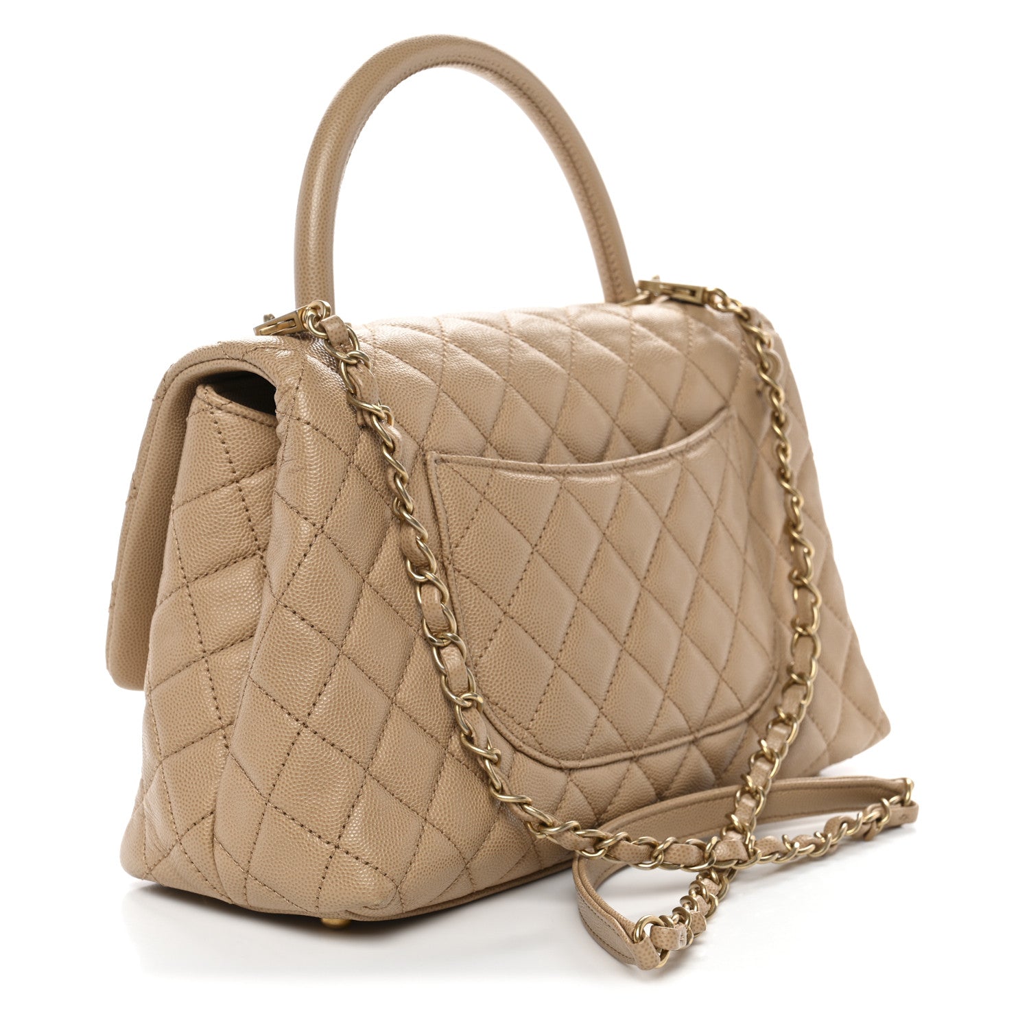 Chanel Caviar Quilted Small Coco Handle Flap Beige 3 of 13