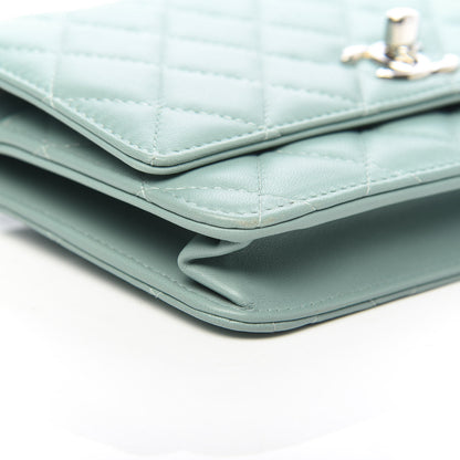 Chanel Lambskin Quilted Trendy CC Wallet On Chain WOC Light Blue 10 of 14