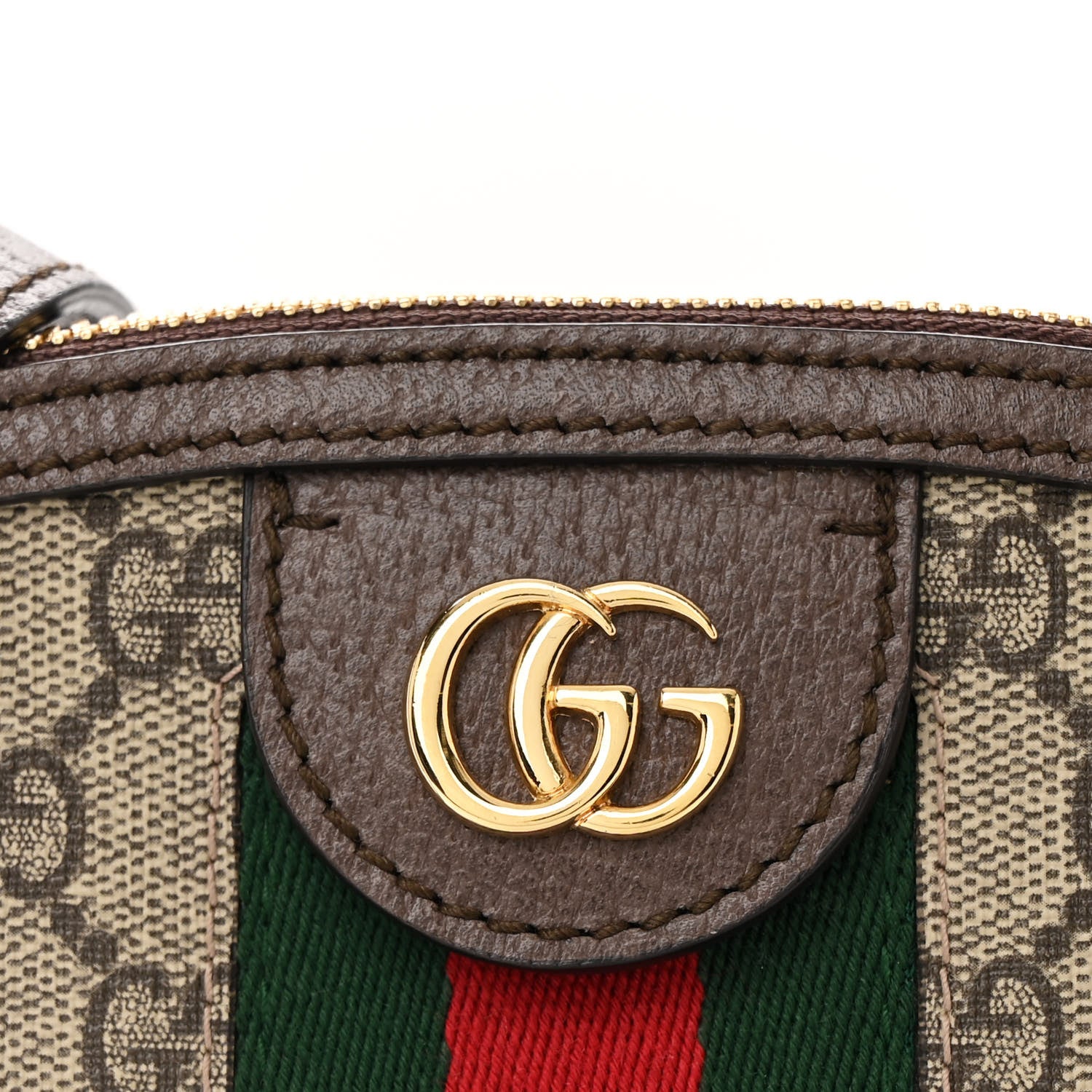Gucci GG Supreme Monogram Textured Dollar Calfskin Web Small Ophidia Dome Shoulder Bag Beige Ebony New Acero 8 of 10