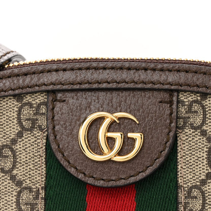 Gucci GG Supreme Monogram Textured Dollar Calfskin Web Small Ophidia Dome Shoulder Bag Beige Ebony New Acero 8 of 10