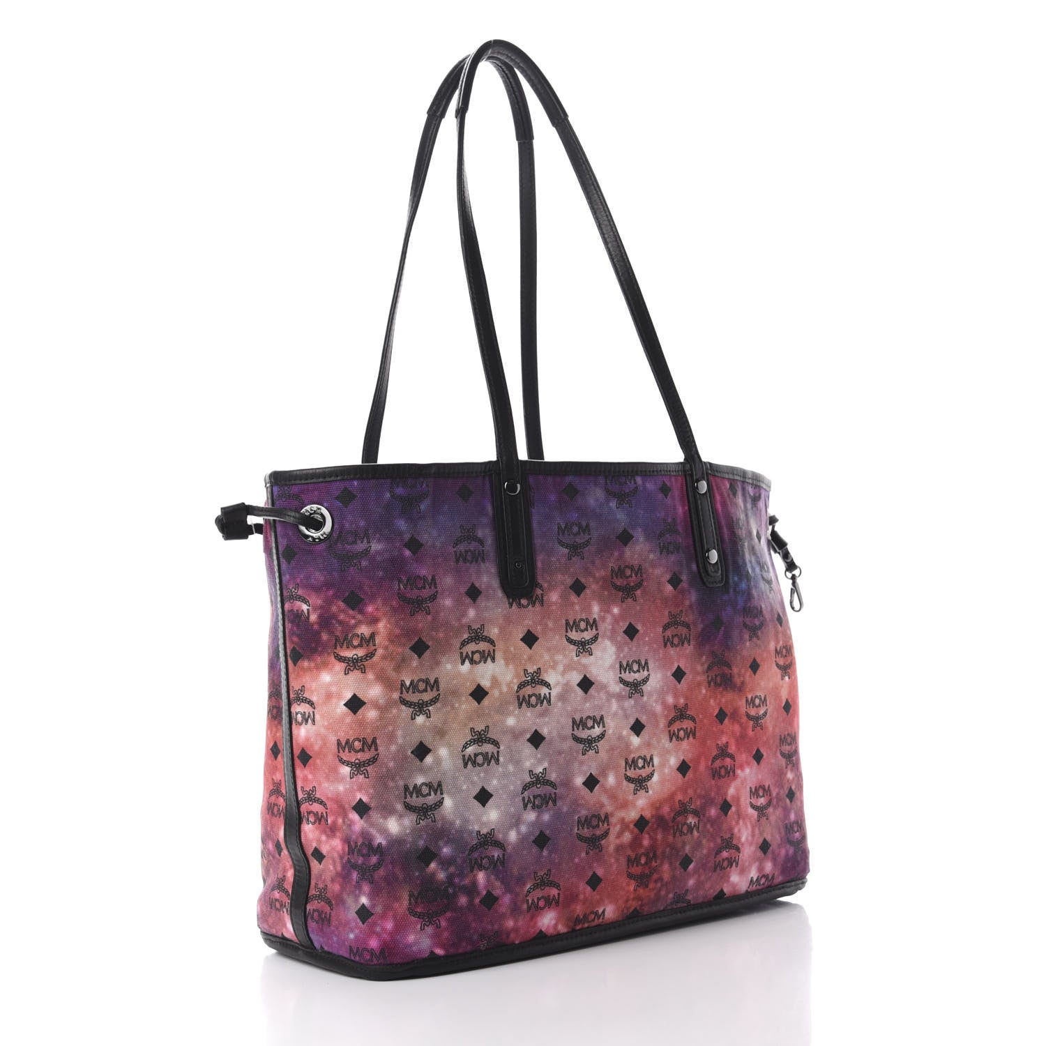 MCM Metallic Visetos Medium Reversible Shopper Tote Silver Black 11 of 16