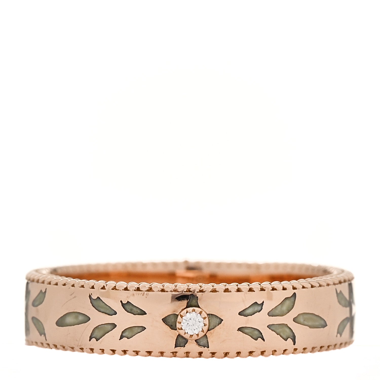 Gucci 18K Rose Gold Enamel Diamaond 4mm Icon Blooms Ring 50 5.5 1 of 6