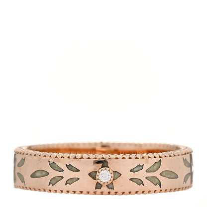 Gucci 18K Rose Gold Enamel Diamaond 4mm Icon Blooms Ring 50 5.5 1 of 6