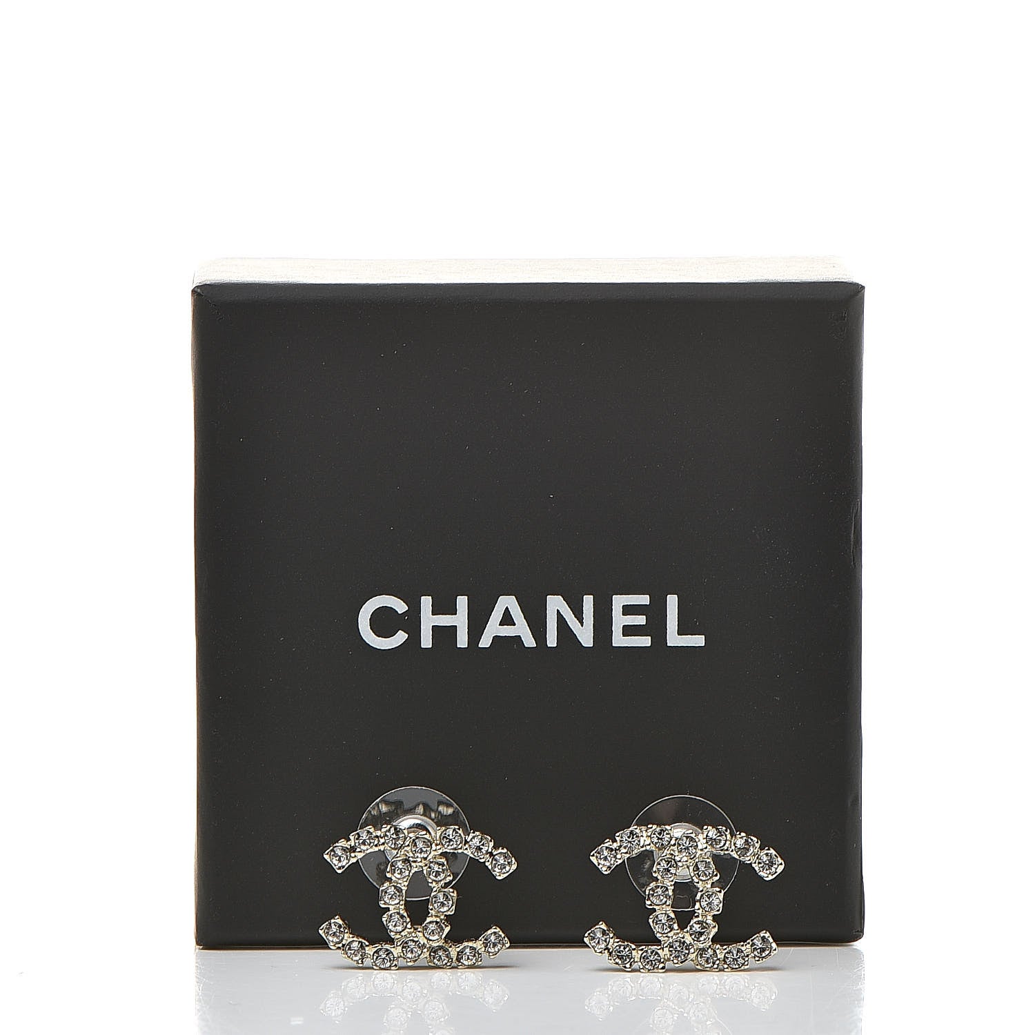 Chanel Crystal CC Earrings Light Gold 5 of 5
