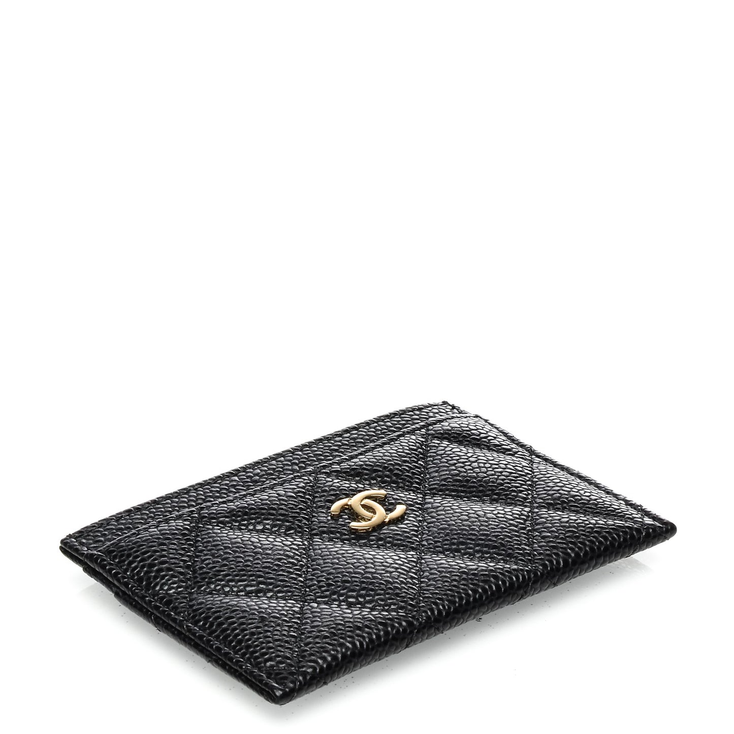 Caviar Quilted Card Holder Black