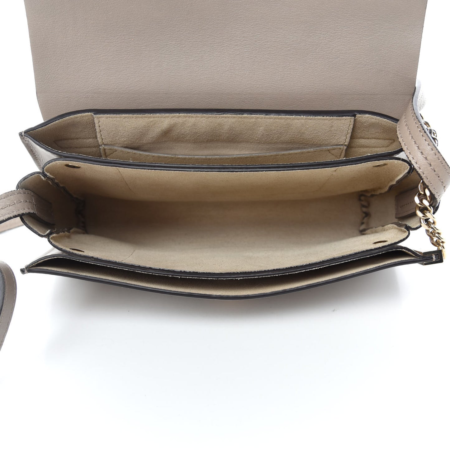Suede Calfskin Small Faye Shoulder Bag Motty Grey