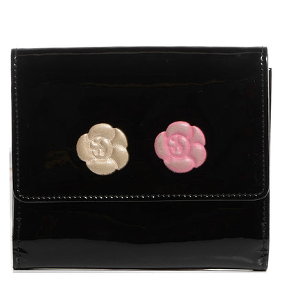 Chanel Patent Camellia Compact Wallet Black 1 of 9