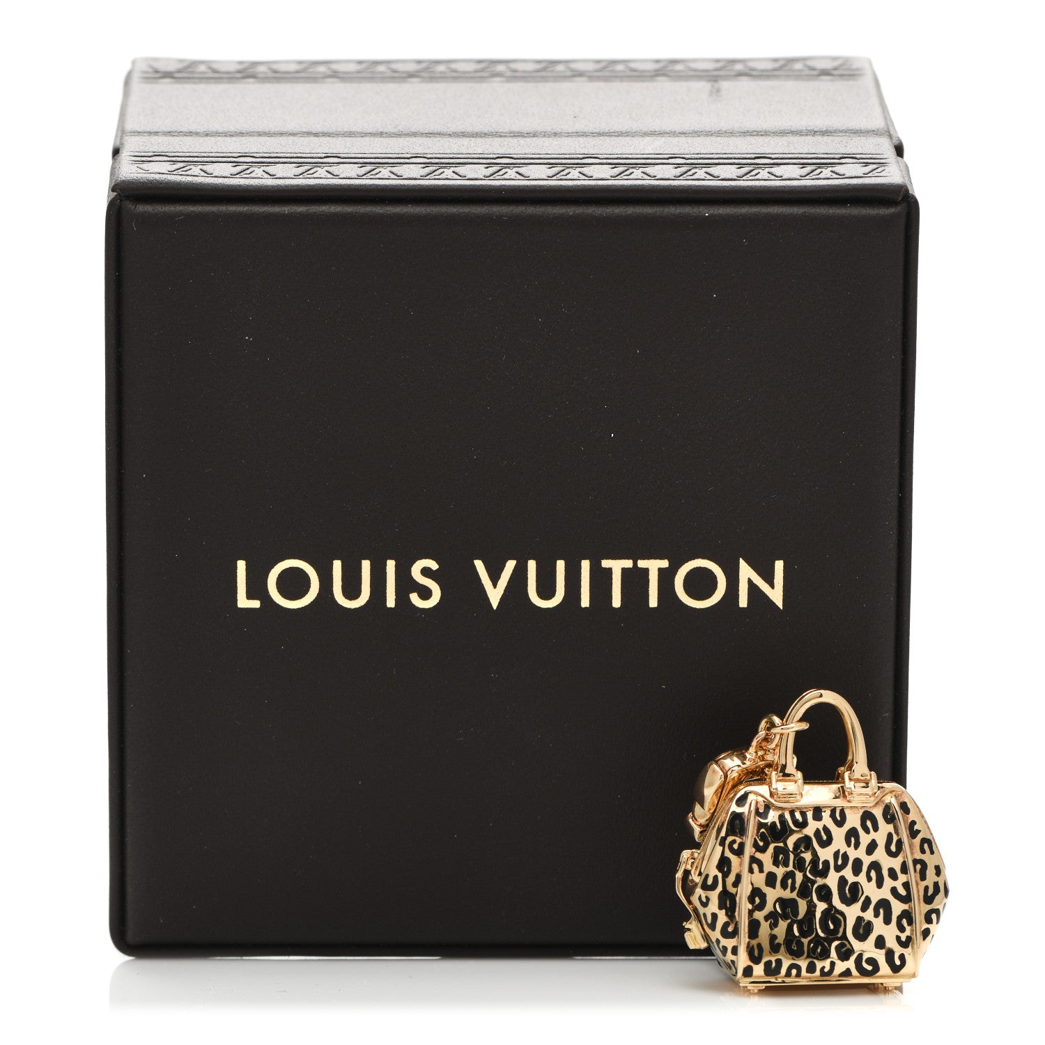 Louis Vuitton 18K Yellow Gold Leopard Print North South Bag Charm Pendant 6 of 6