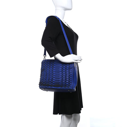 Fendi Calfskin Romano Selleria Scalloped Small Anna Bucket Bag Blue Neon 2 of 8