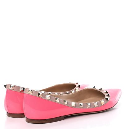 Valentino Garavani Patent Nappa Rockstud Ballerina Flats 38 Fuxia Fluo Poudre 4 of 20