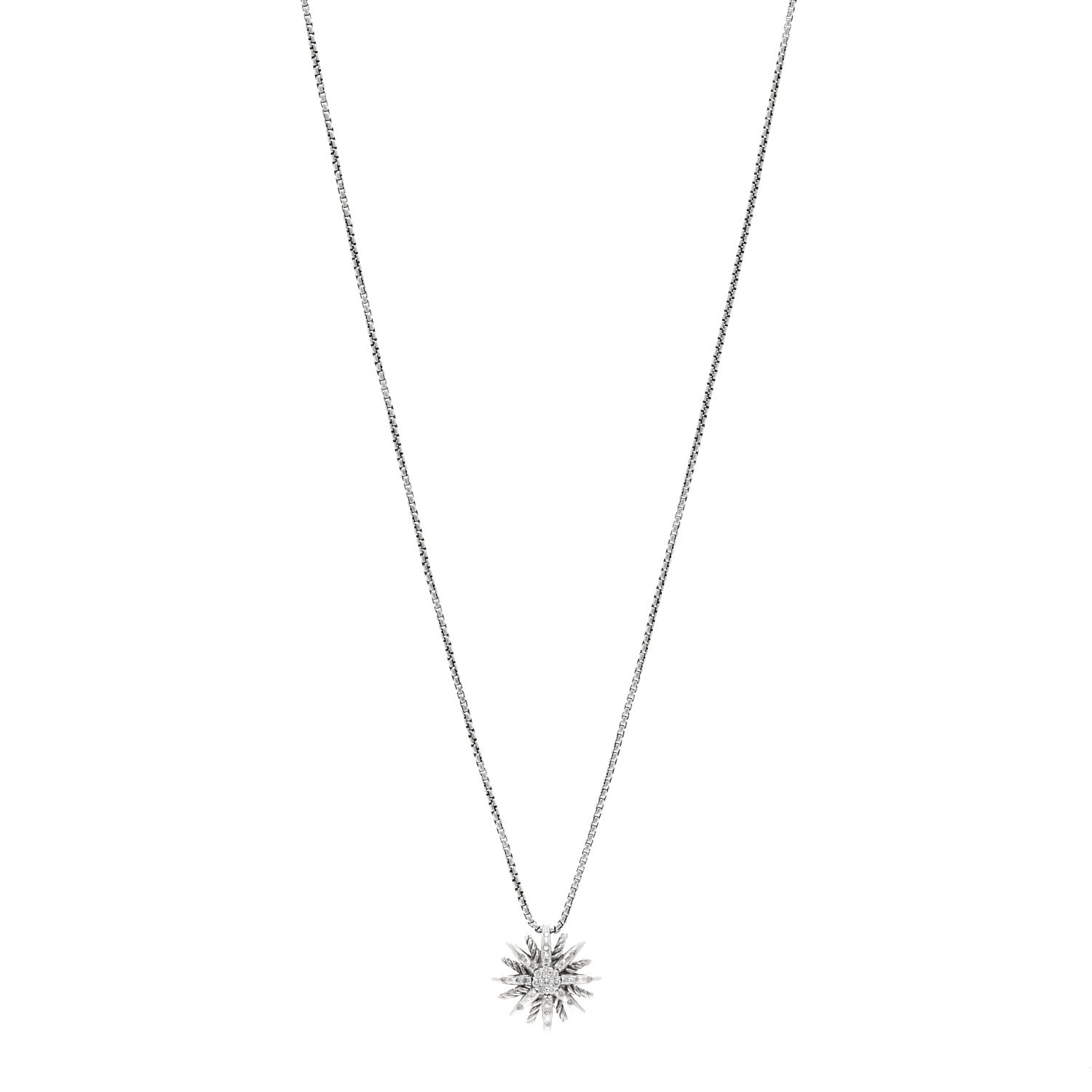 David Yurman Sterling Silver Diamond 16mm Small Starburst Pendant Necklace 1 of 4