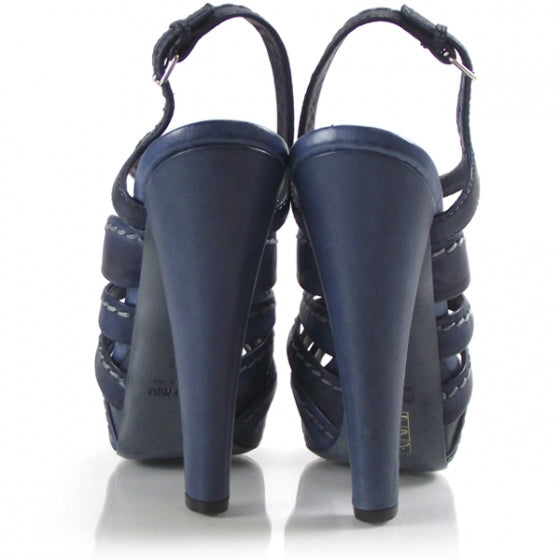 Miu Miu Strappy Open Toe Platform Heels 38 3 of 7