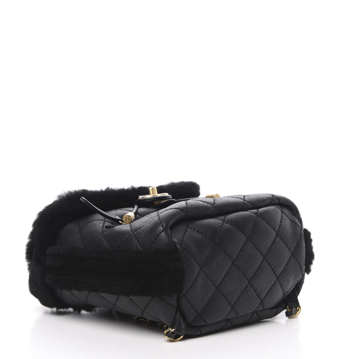 Lambskin Shearling Quilted CC Backpack Black