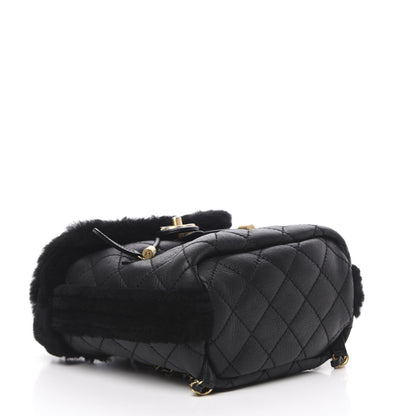 Chanel Lambskin Shearling Quilted CC Backpack Black 3 of 9