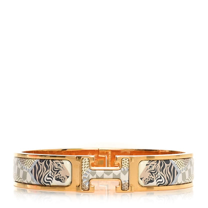 Hermes Enamel Printed Narrow Lanternes Ballons et Cocarde Clic Clac H Bracelet GM Lumiere 1 of 5