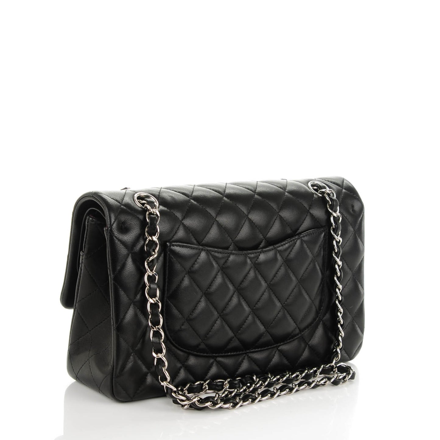 Lambskin Quilted Medium Double Flap Black