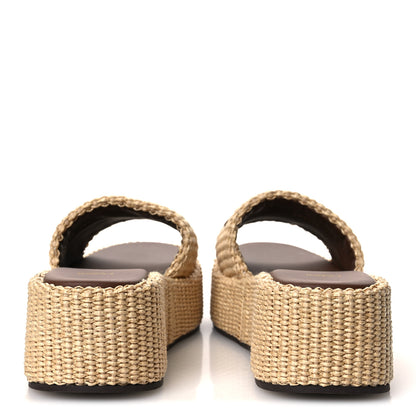 Fendi Raffia Womens FF Sunshine Flatform Slide Sandals 39.5 Beige 6 of 11