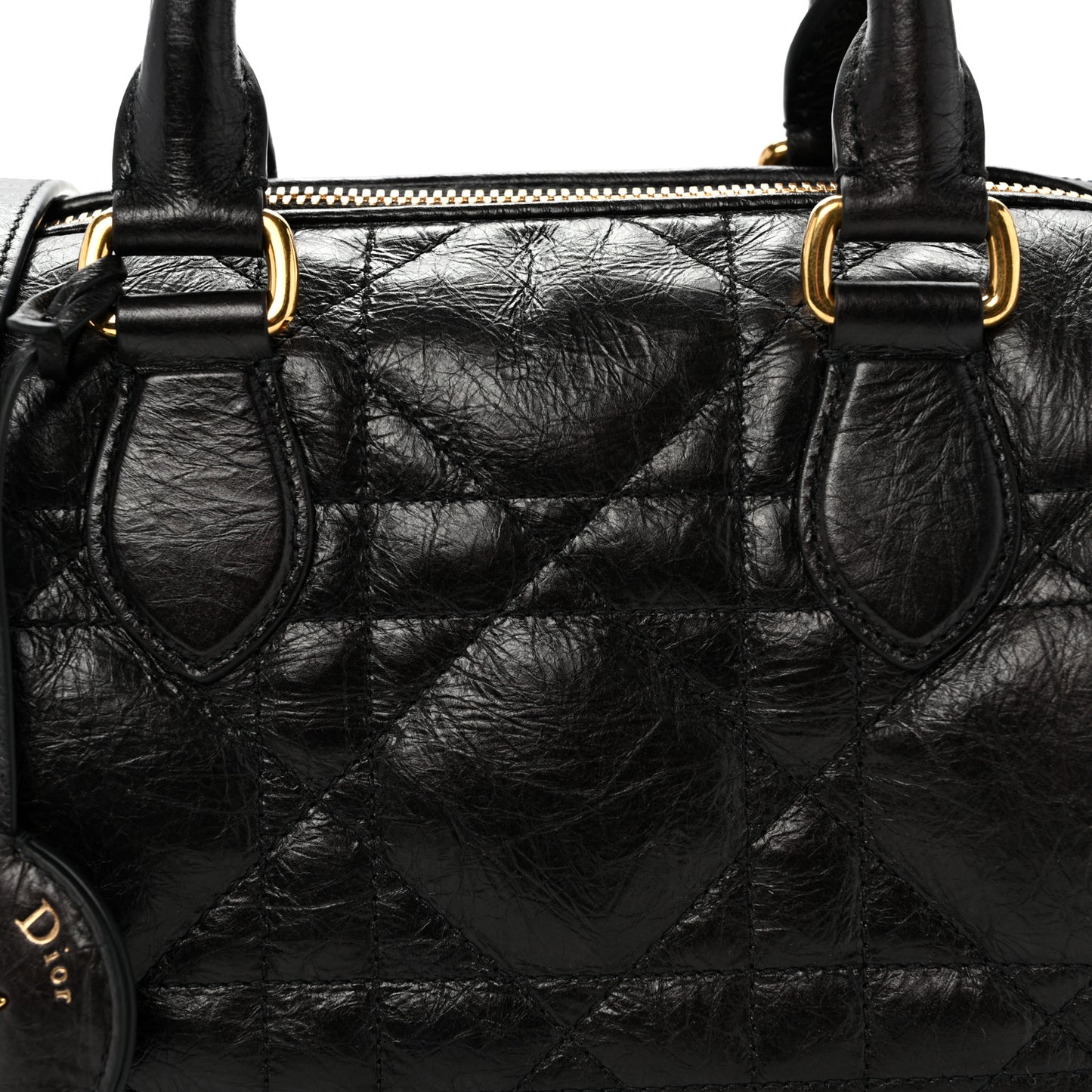 Crinkled Calfskin Macrocannage Groove 20 Bag Black