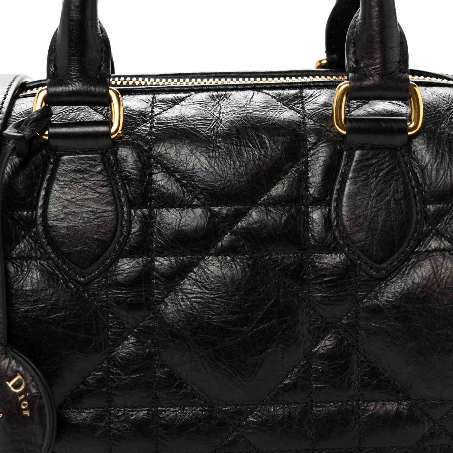 Christian Dior Crinkled Calfskin Macrocannage Groove 20 Bag Black 8 of 10