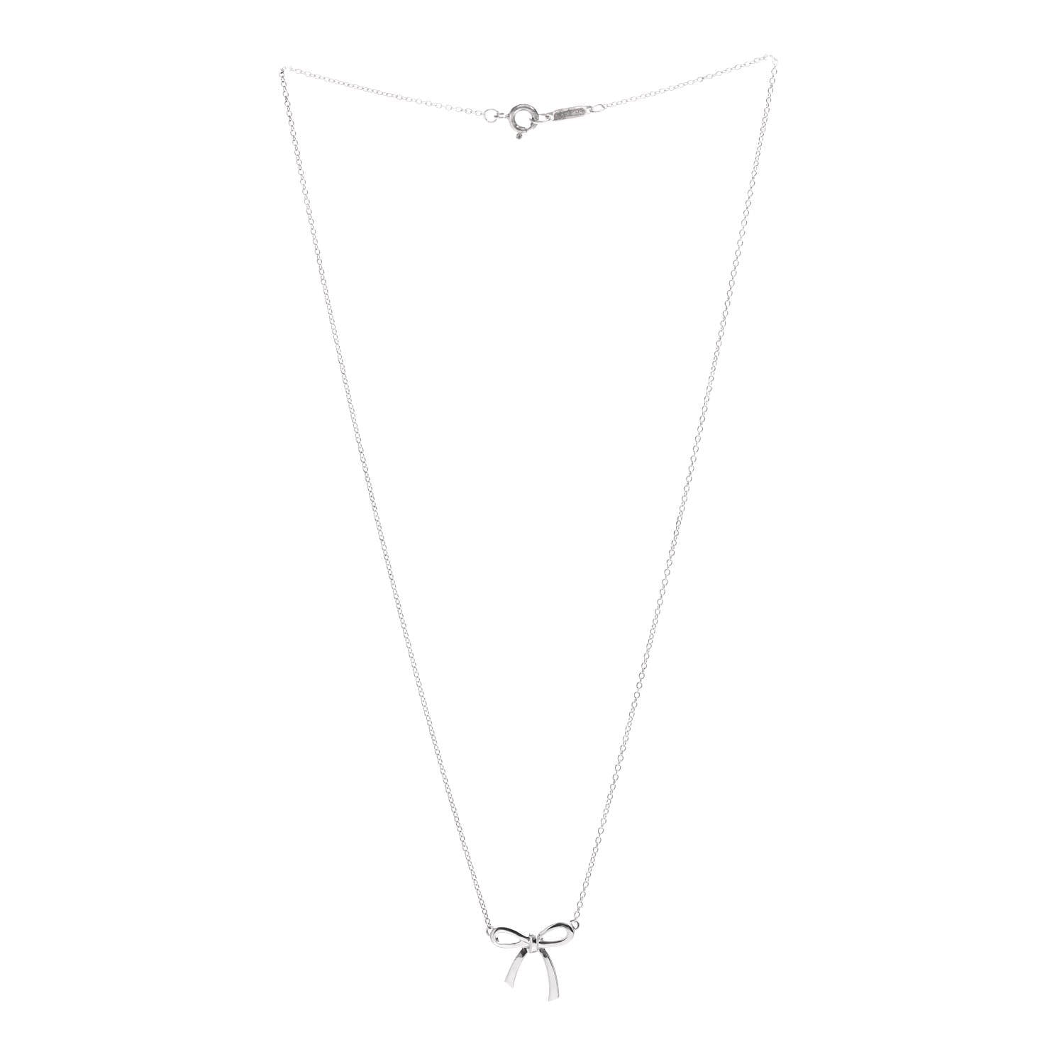 Tiffany Sterling Silver Small Bow Pendant Necklace 3 of 4