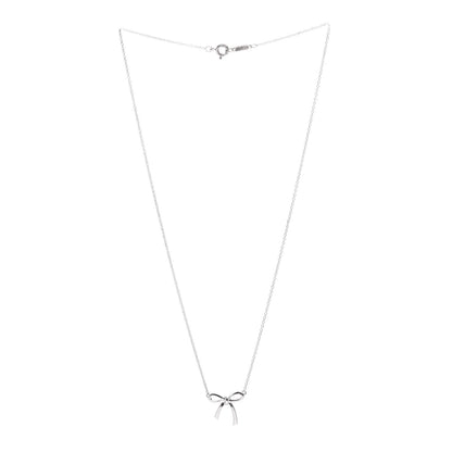Tiffany Sterling Silver Small Bow Pendant Necklace 3 of 4