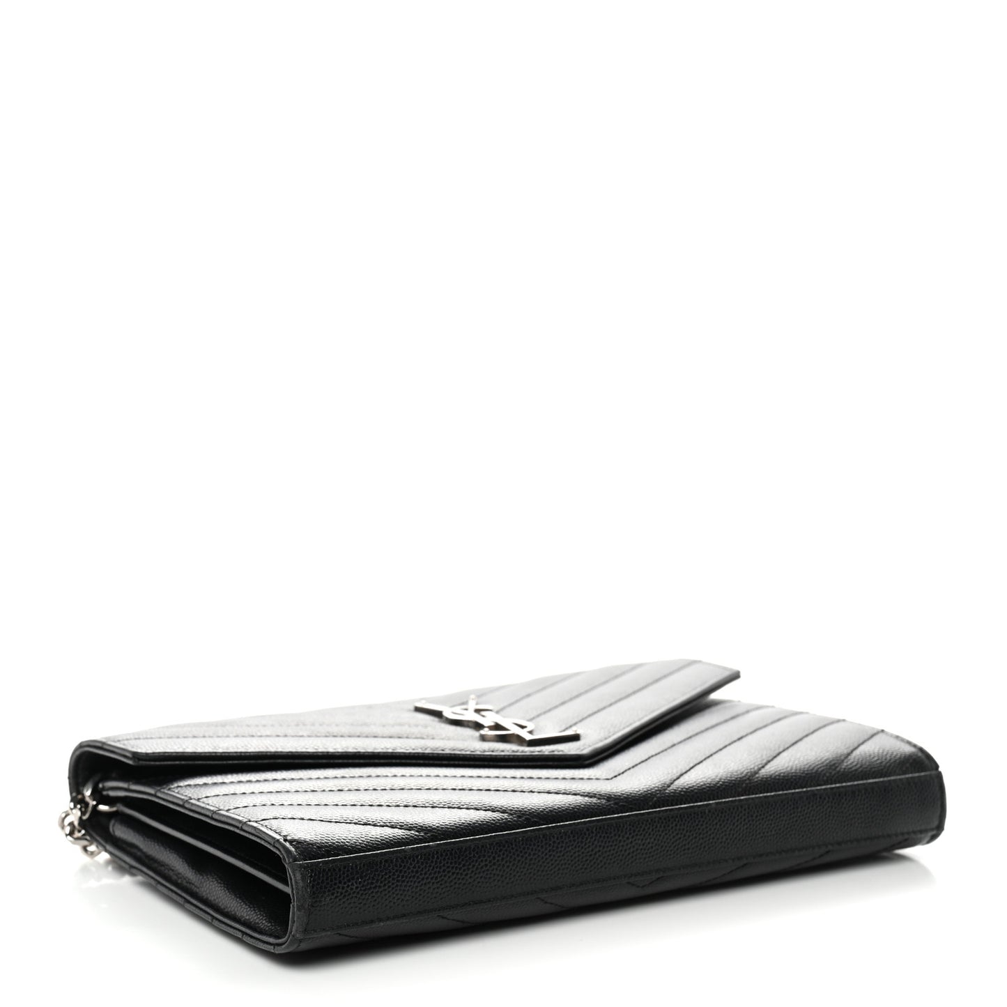 Grain De Poudre Matelasse Chevron Monogram Chain Wallet  Black