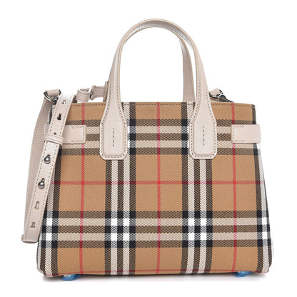 Burberry Goatskin Vintage Check Small Banner Tote Limestone 1 of 8