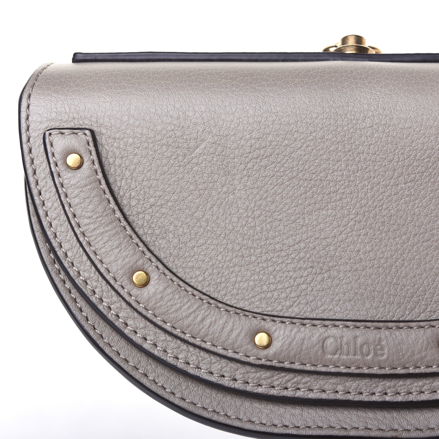Calfskin Small Nile Bracelet Minaudiere Bag Motty Grey