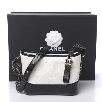 Chanel Aged Calfskin Quilted Small Gabrielle Hobo Black White 11 of 11