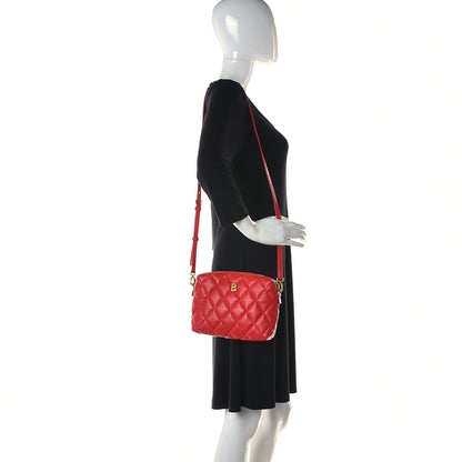 Balenciaga Nappa Calfskin Quilted Touch B Camera Shoulder Bag Bright Red 2 of 11