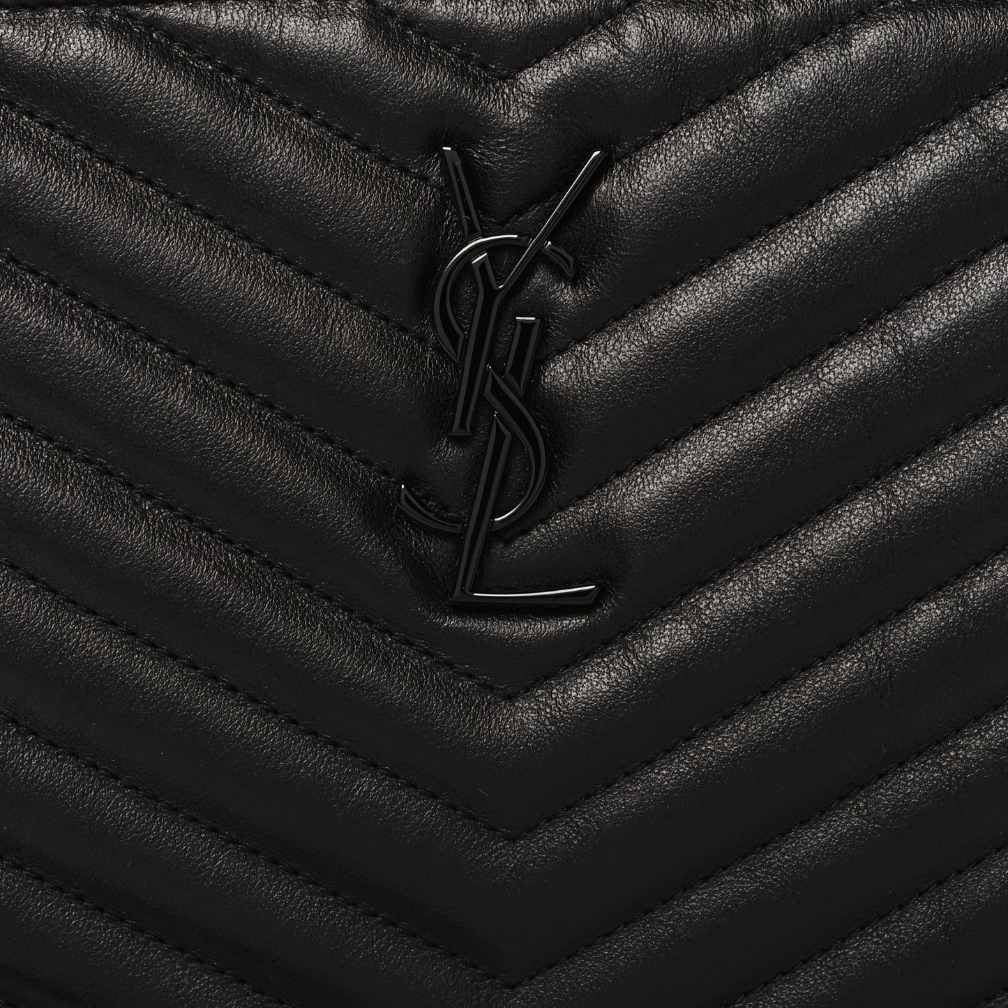 Lambskin Matelasse Chevron Monogram Monochrome A5 Wristlet Black