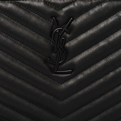 Saint Laurent Lambskin Matelasse Chevron Monogram Monochrome A5 Wristlet Black 8 of 11