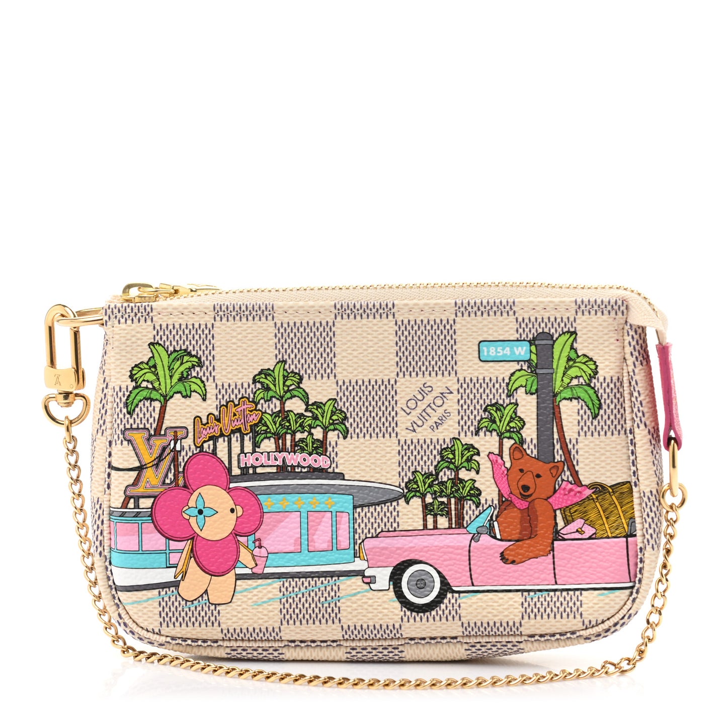 Damier Azur 2021 Christmas Animation Hollywood Mini Pochette Accessories Fuchsia