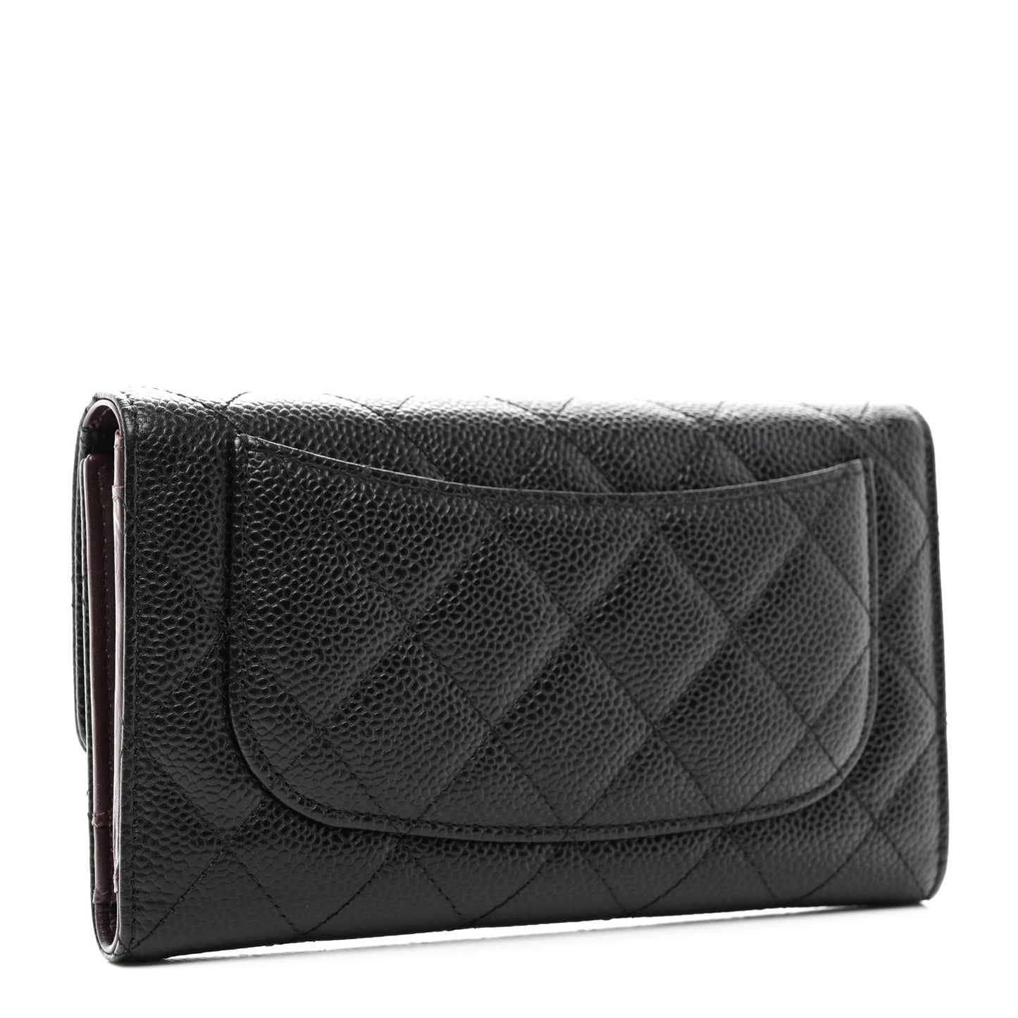 Caviar Quilted Long Flap Wallet Black