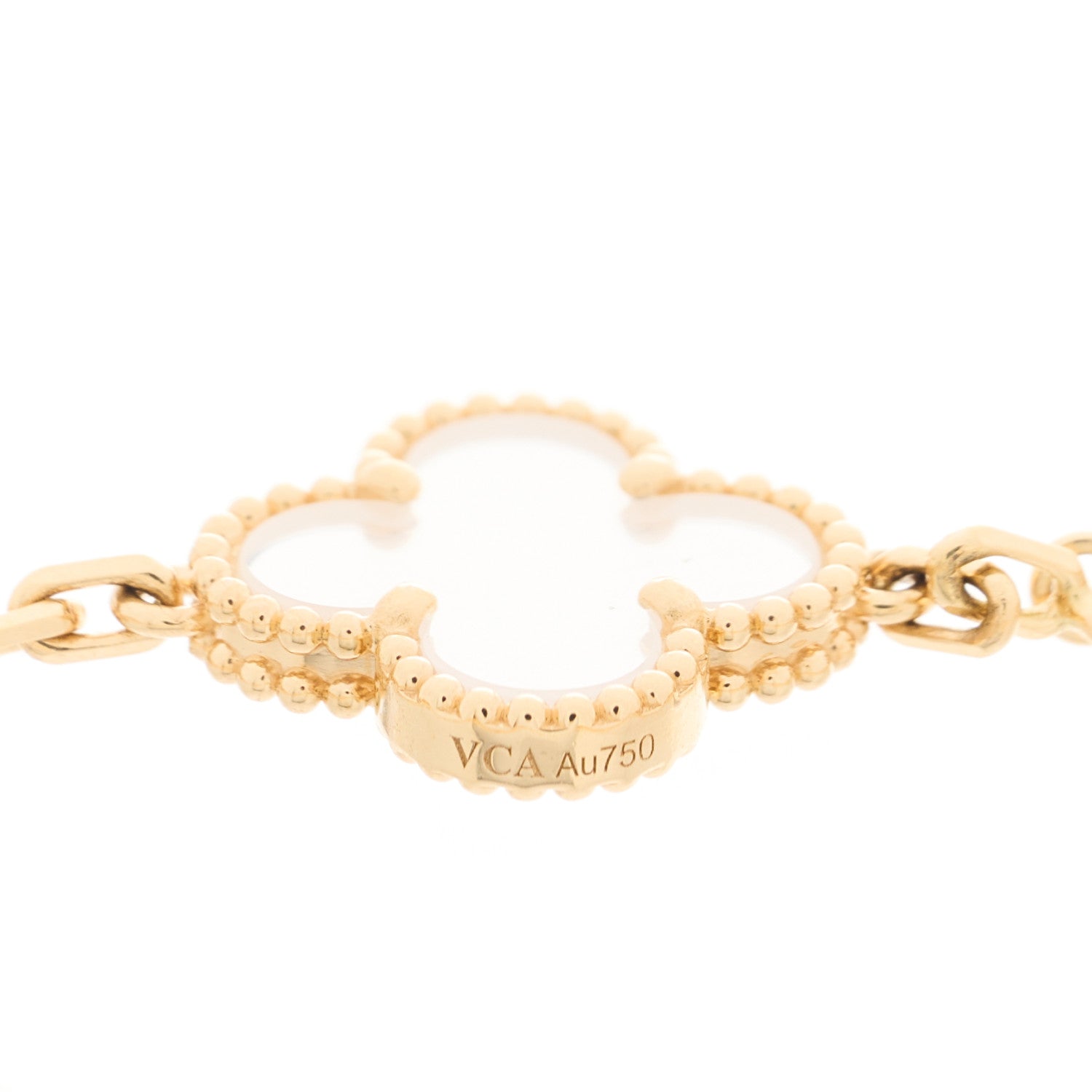 Van Cleef & Arpels VAN CLEEF & ARPELS 18K Yellow Gold Rock Crystal 5 Motifs Vintage Alhambra Bracelet 4 of 5