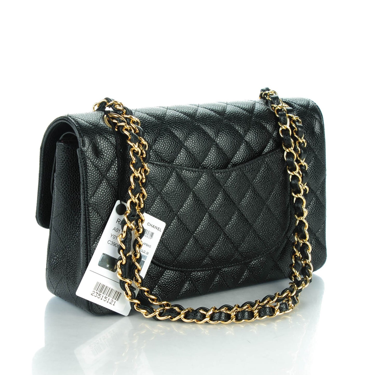 Caviar Quilted Medium Double Flap Black