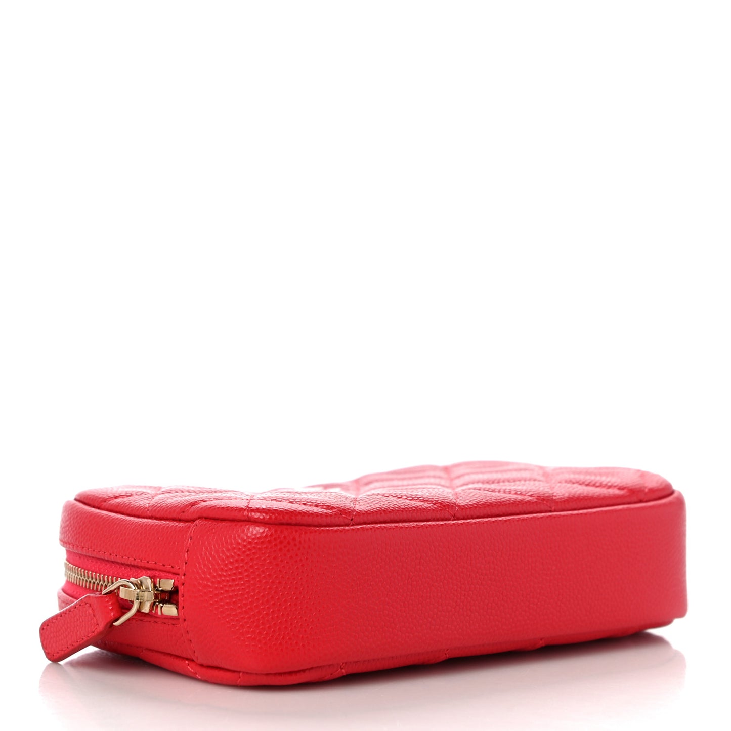 Caviar Quilted Small Curvy Pouch Cosmetic Case Red