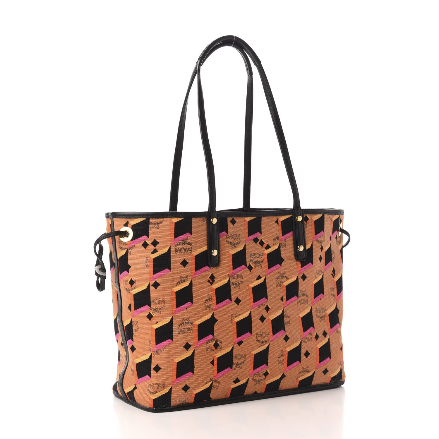MCM Visetos Medium Project Reversible Shopper Tote Cognac 11 of 16