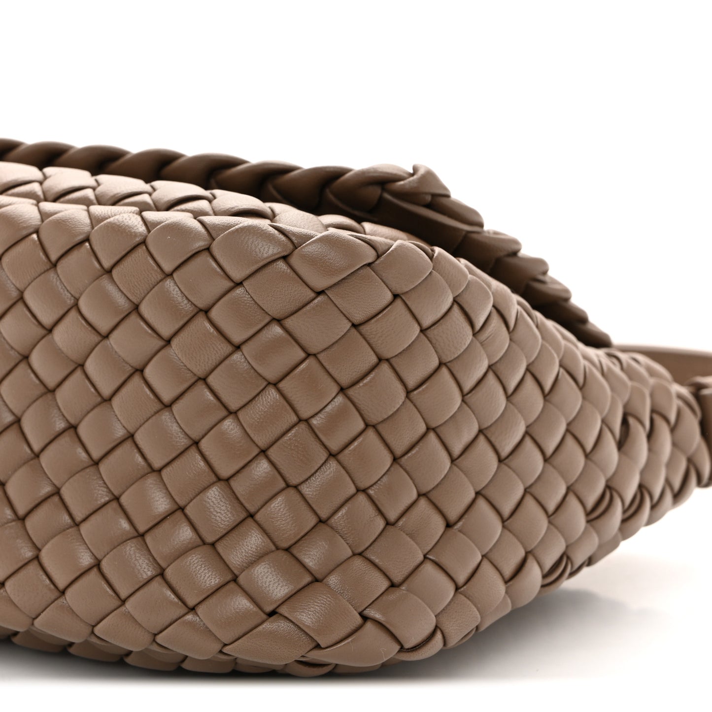 Nappa Intreccio Mini Cobble Shoulder Bag Taupe Grey