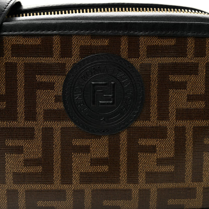Fendi Glazed Fabric Vitello Century FF 1974 Stamp Patch Mini Camera Case Mogano Panna Black 8 of 11