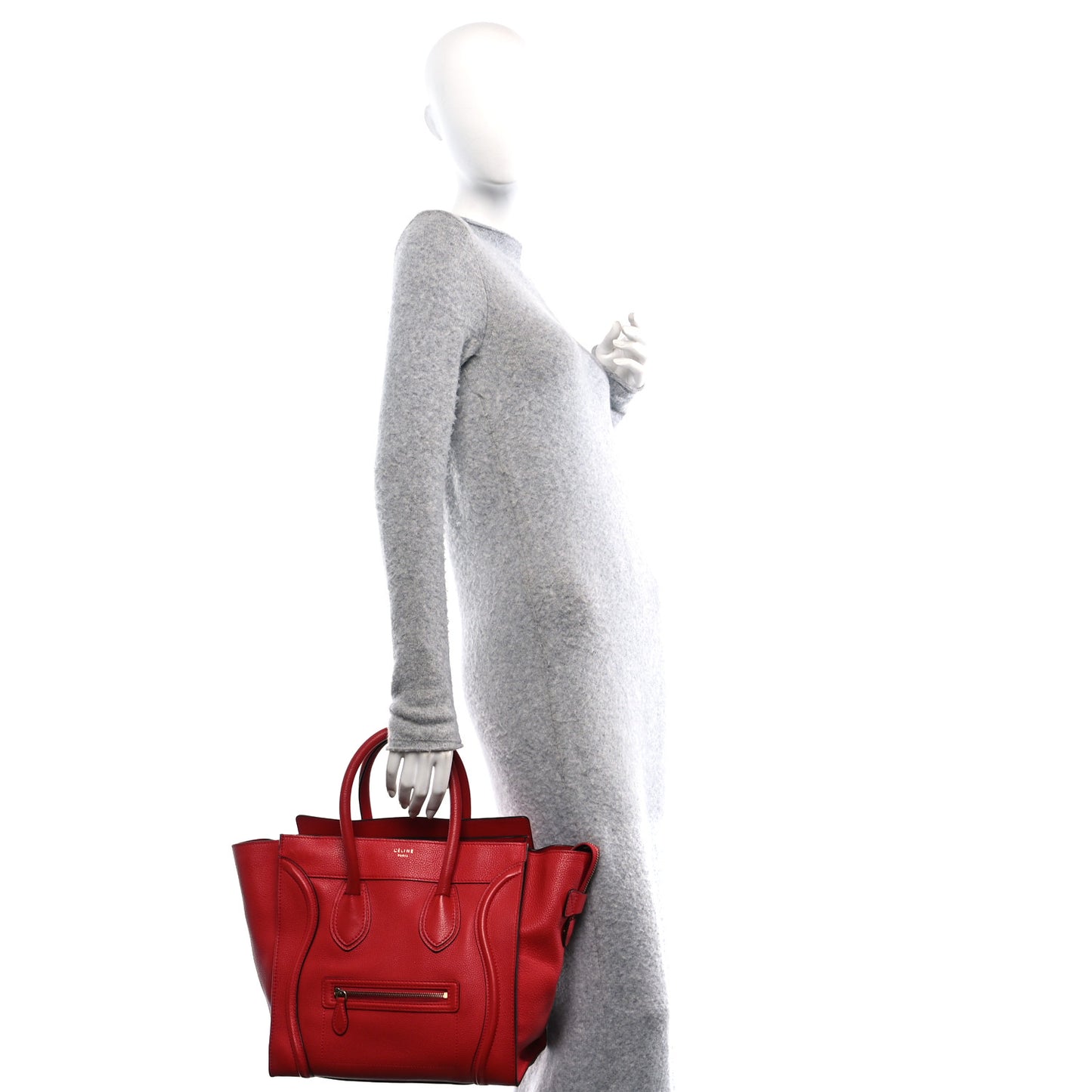 Drummed Calfskin Mini Luggage Coquelicot