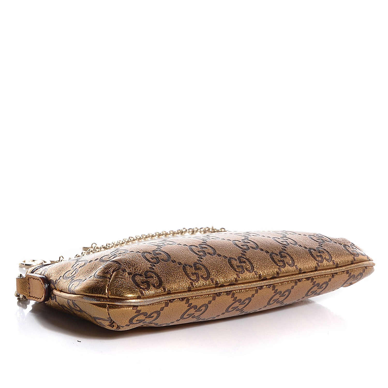 Gucci Metallic Guccissima Heart Chain Pochette Bronze 4 of 7